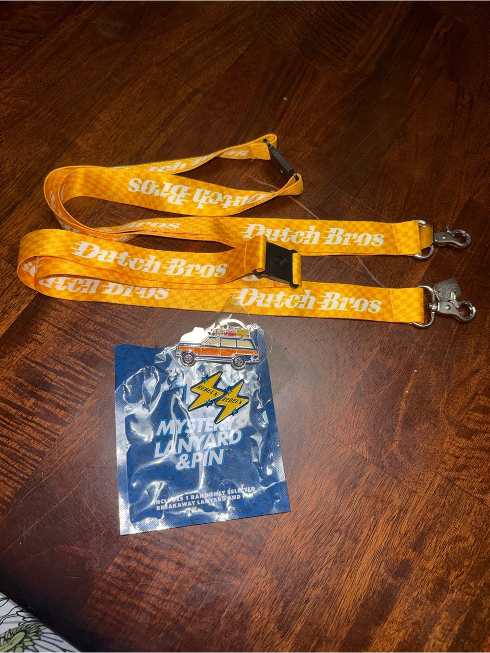 Dutch Bros Bright Orange Logo Lanyard with Collectible Pin